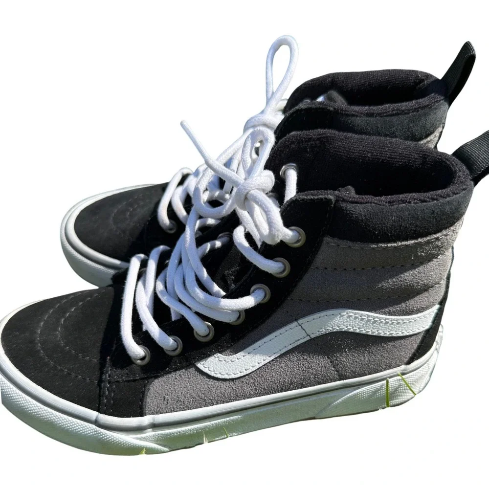 Vans Sk8-Hi High Top Sneakers Black Grey Suede Canvas Skate Shoes EUC